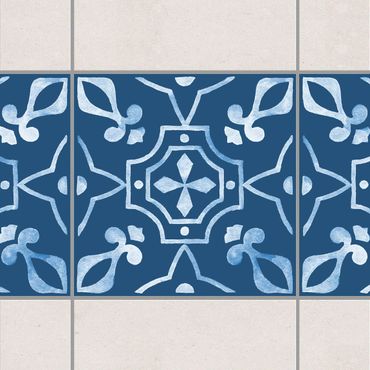 Sticker pour carrelage - Pattern Dark Blue White Series No.9