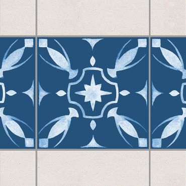 Sticker pour carrelage - Pattern Dark Blue White Series No.1