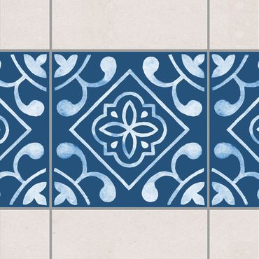 Sticker pour carrelage - Pattern Dark Blue White Series No.2