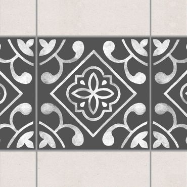 Sticker pour carrelage - Pattern Dark Gray White Series No.02