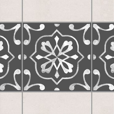 Sticker pour carrelage - Pattern Dark Gray White Series No.04