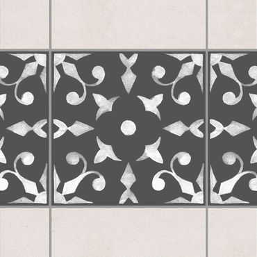 Sticker pour carrelage - Pattern Dark Gray White Series No.06