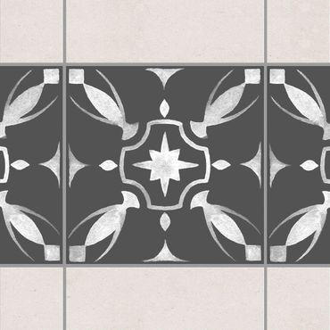 Sticker pour carrelage - Pattern Dark Gray White Series No.01