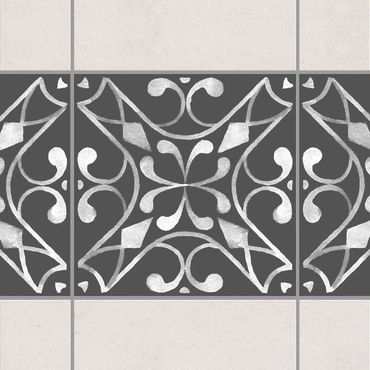 Sticker pour carrelage - Pattern Dark Gray White Series No.03