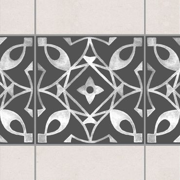 Sticker pour carrelage - Pattern Dark Gray White Series No.08