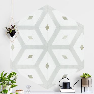 Papier peint hexagonal autocollant avec dessins - Tiles From Sea Glass