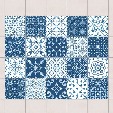 Sticker pour carrelage - Multicolour Pattern Blue White