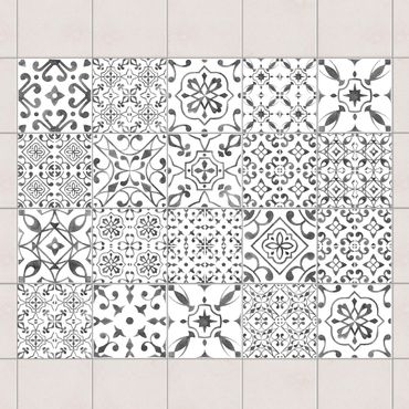 Sticker pour carrelage - Gray White Pattern Mix