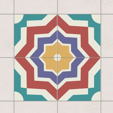 Sticker pour carrelage - 4 Moroccan tiles star pattern