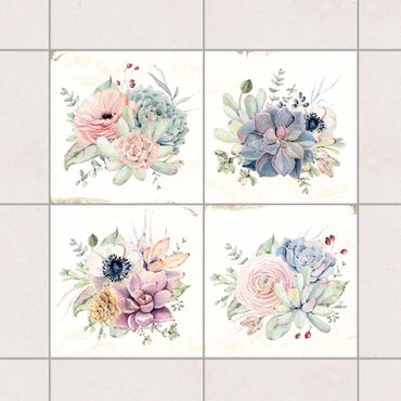 Sticker pour carrelage - Watercolour Flower Cottage
