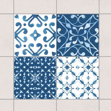 Sticker pour carrelage - Watercolour Pattern Blue White No.3