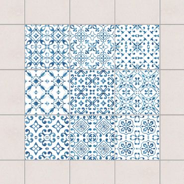 Sticker pour carrelage - Blue White Pattern Series