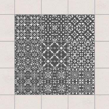 Sticker pour carrelage - Dark Gray White Pattern Series