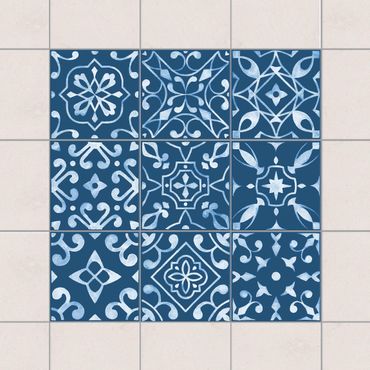 Sticker pour carrelage - Pattern Dark Blue White Series