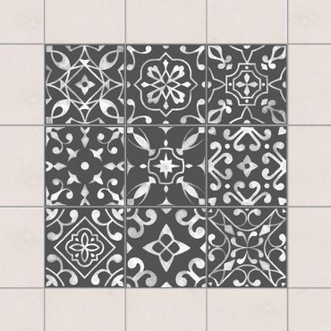 Sticker pour carrelage - Pattern Dark Gray White Series