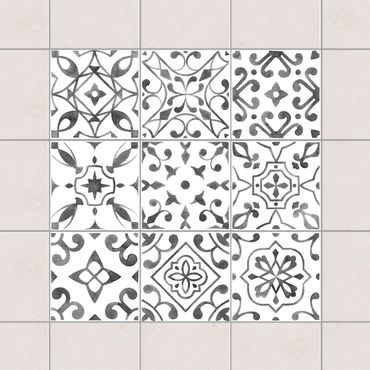 Sticker pour carrelage - Pattern Gray White Set