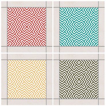 Sticker pour carrelage - Geometric Design Colour Set