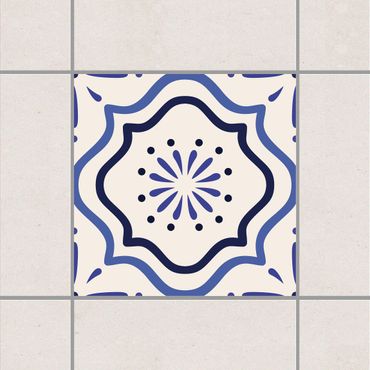 Sticker pour carrelage - Mediterranean tile white blue