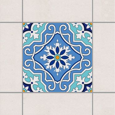 Sticker pour carrelage - Mediterranean tile pattern blue turquoise