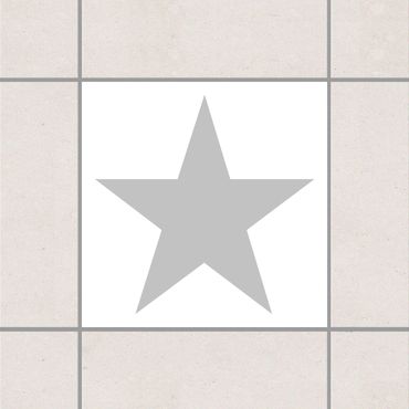 Sticker pour carrelage - Large Gray Stars on White