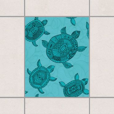 Sticker pour carrelage - Polynesian sea turtles