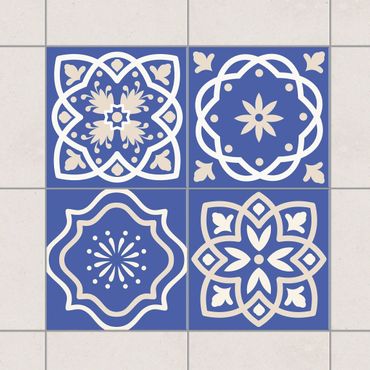 Sticker pour carrelage - 4 Portuguese tiles blue