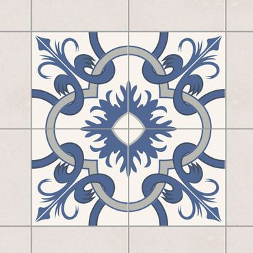 Sticker pour carrelage - Spanish tile panel - 4 tiles crème blue