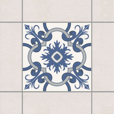Sticker pour carrelage - Spanish tiled backsplash crème blue