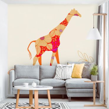 Papier peint - Floral Giraffe