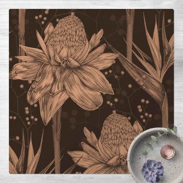 Tapis en liège - Floral Elegance Vintage Strelitzia - Carré 1:1