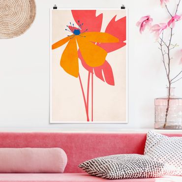 Poster reproduction - Floral Beauty Pink And Orange - 2:3
