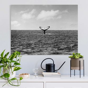Tableau sur toile - Tail Fin In Mid Ocean - Format paysage 4:3