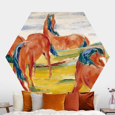 Papier peint hexagonal autocollant avec dessins - Franz Marc - Grazing Horses