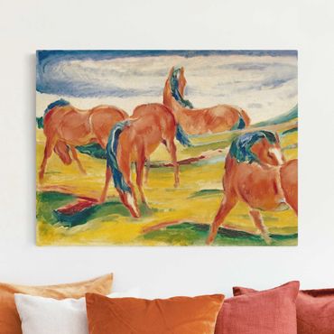 Tableau sur toile naturel - Franz Marc - Grazing Horses - Format paysage 4:3