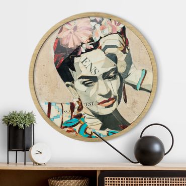 Tableau rond encadré - Frida Kahlo - Collage No.1