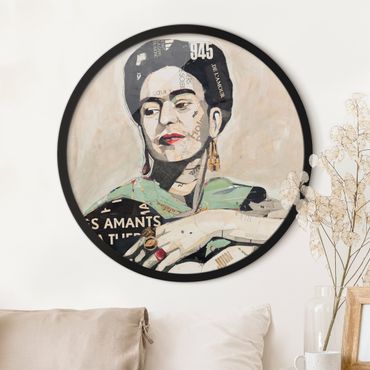 Tableau rond encadré - Frida Kahlo - Collage No.4