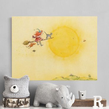 Tableau sur toile naturel - Frida And Cat Breadroll - Format paysage 4:3