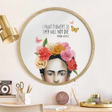 Tableau rond encadré - Frida's Thoughts - Flowers