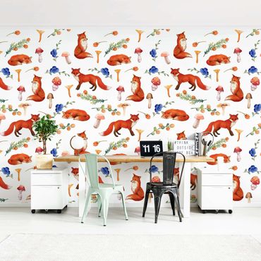 Papier peint - Fox With Mushroom Illlustration