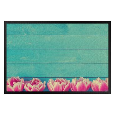 Paillasson - Light Pink Tulip On Turquoise