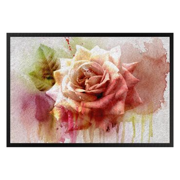 Paillasson - Watercolour Painting sketch with rose
