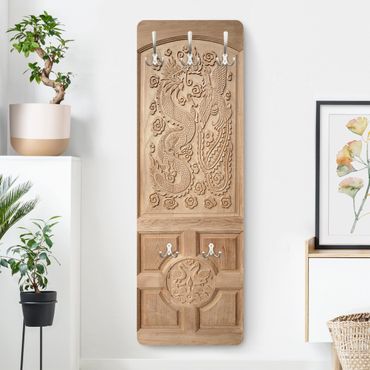 Porte-manteau - Carved Asian Wooden Door From Thailand