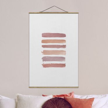 Tableau en tissu avec porte-affiche - Shades of Pink Stripes - Format portrait 2:3