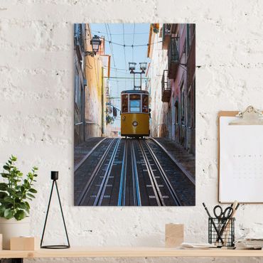 Impression sur toile - Yellow Cableway In Lisbon
