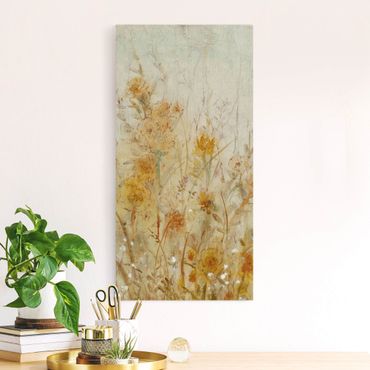 Tableau sur toile naturel - Yellow Meadow Of Wild Flowers - Format portrait 1:2