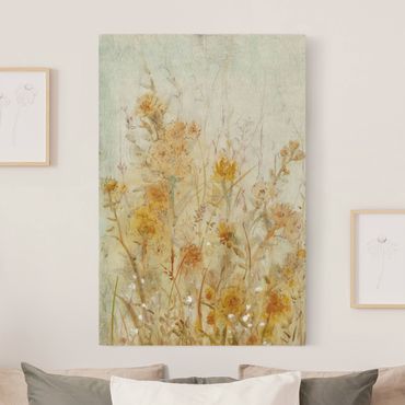 Tableau sur toile naturel - Yellow Meadow Of Wild Flowers - Format portrait 2:3