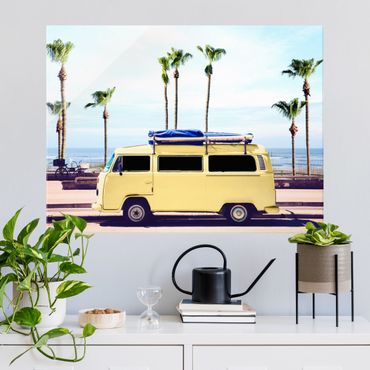 Tableau en verre - Yellow Surfer VW Bus
