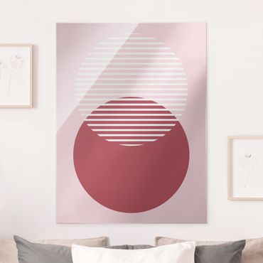 Tableau en verre - Geometrical Shapes - Circles Pink - Format portrait