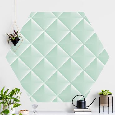 Papier peint hexagonal autocollant avec dessins - Geometric 3D Diamond Pattern In Mint