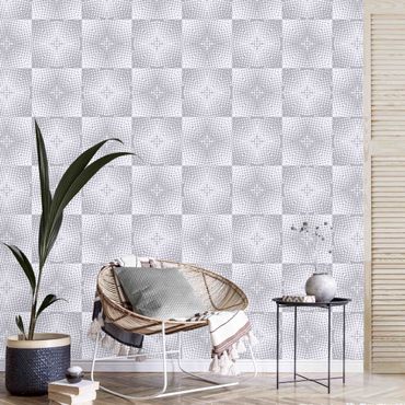 Papier peint - Geometrical Tile Pattern In Grey